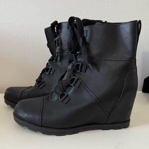 Black Wedge Ankle Boots